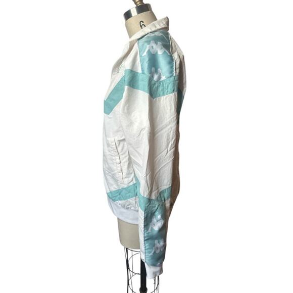 Vintage Kappa White Turq Zip Up Retro Track Windbreaker Jacket Women's Size L - Picture 2 of 8